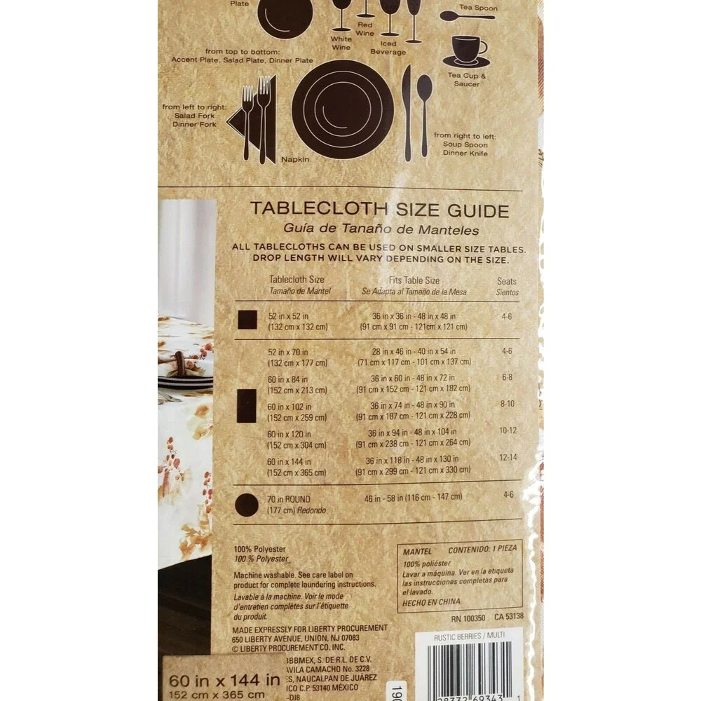 Printed Fabric Tablecloth 60